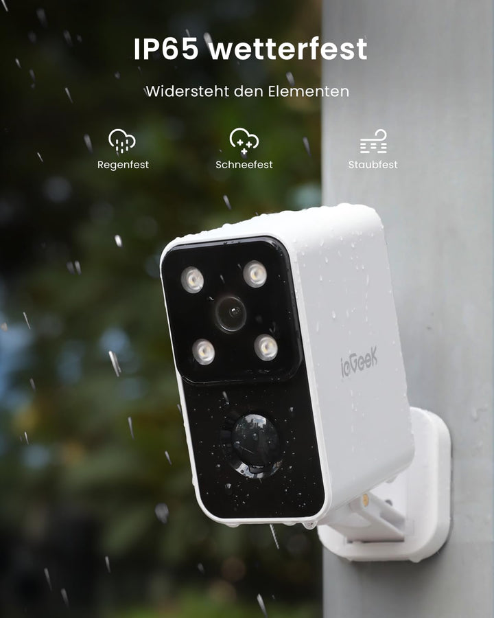 ieGeek 180° Überwachungskamera Aussen Akku, Kabellos Überwachungskamera Innen mit PIR-Bewegungserken