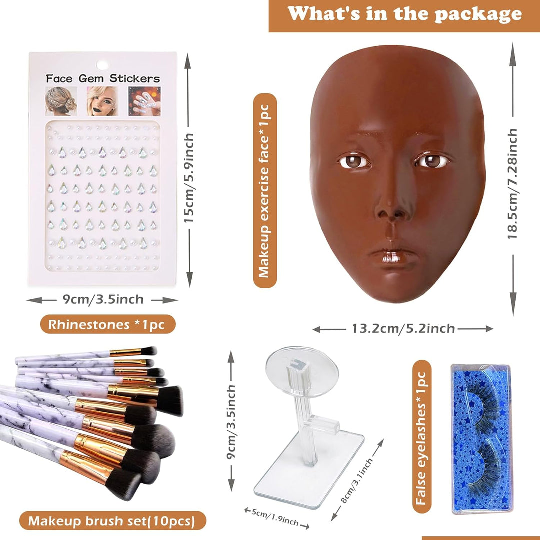 Vollgesichtsübung Silikon Trainingsgesicht, Schaufensterpuppengesicht für Make-up Praxis mit Make-up