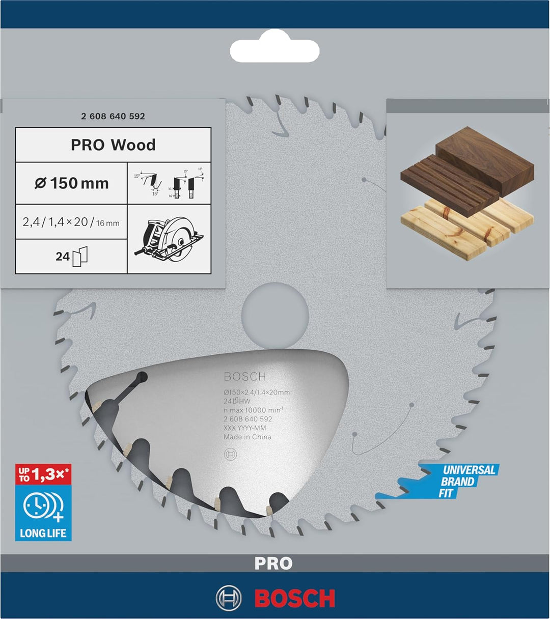 Bosch 1x PRO Wood Kreissägeblatt für Akku-Handkreissägen (für Weichholz, Hartholz, Ø mm, Professiona