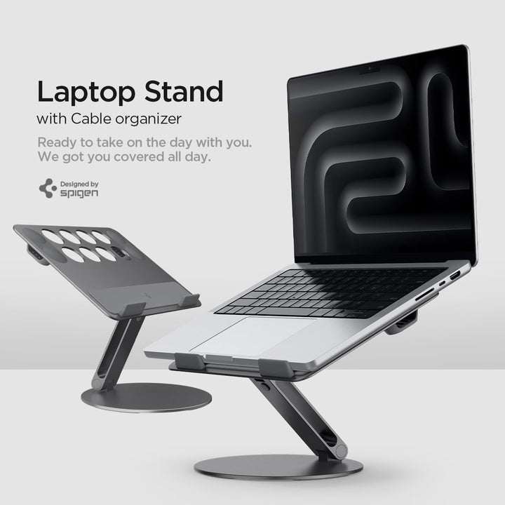 Spigen Laptop-Ständer, Höhenverstellbar & rutschfeste Silikonauflagen【inkl. 4X Klett-Kabelbinder, Ka