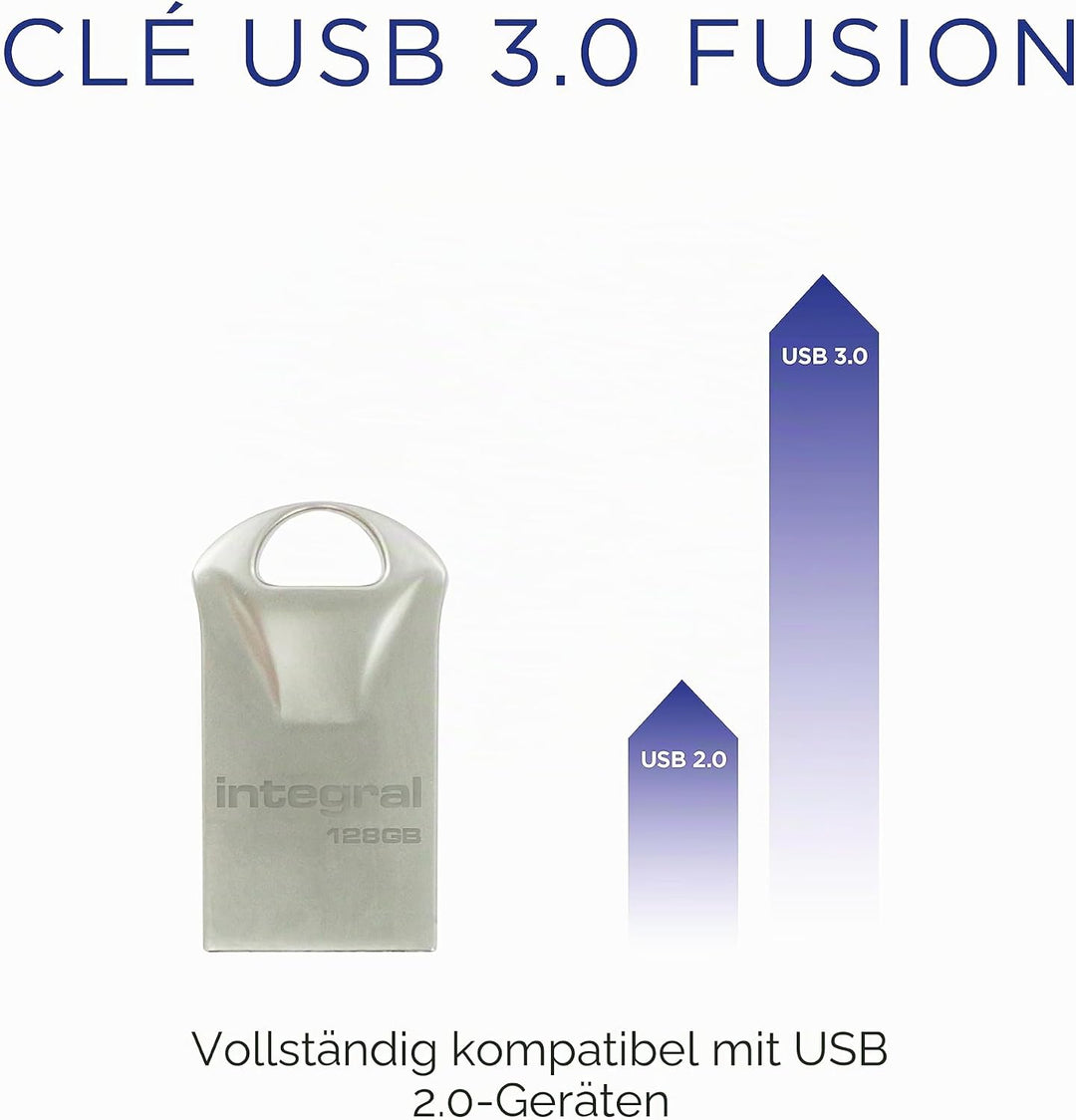 Integral 128GB USB-Speicher 3.2 Gen 1 Flash-Laufwerk Fusion mit Metallgehäuse, bis zu 110MB/s Fusion