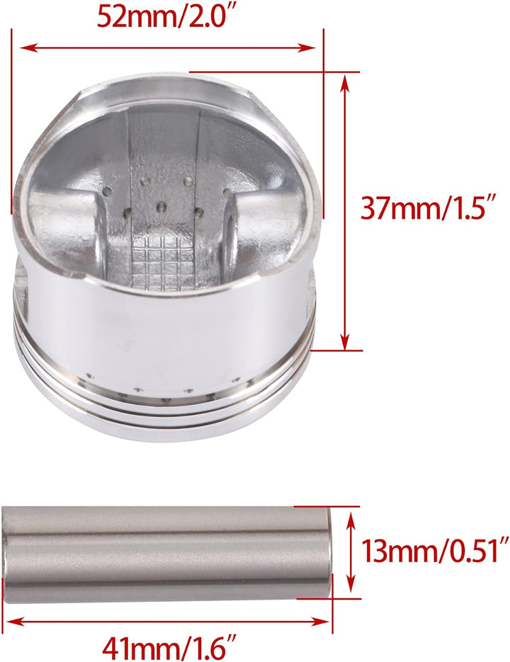 WOOSTAR 52.4mm Big Bore Zylinder mit Kolbenring Ersatz für 4 Takt 110ccm Chinesisch Taotao Coolster
