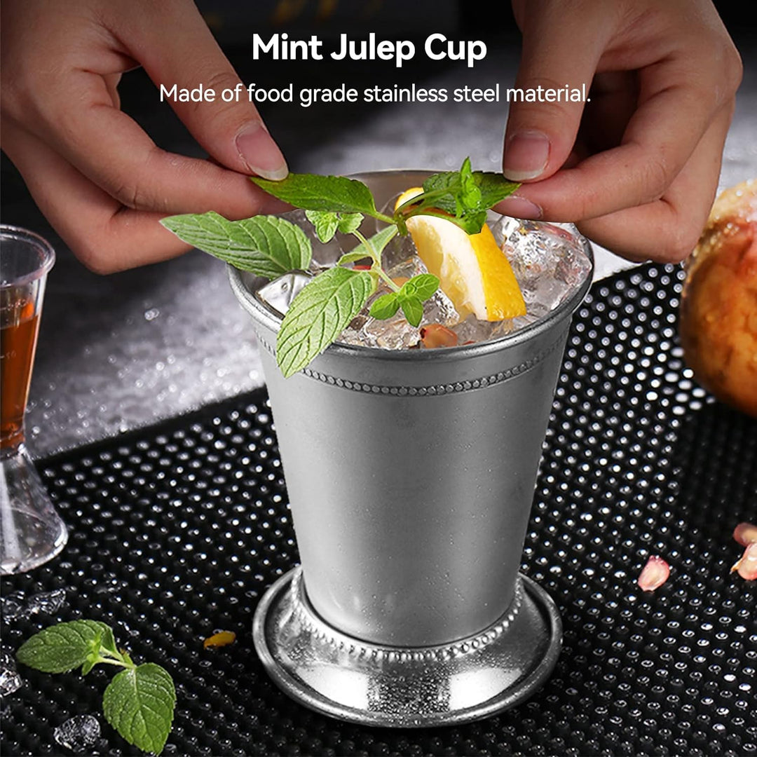 2 Stück 400 ml Mint-Julep-Becher, 14 Unzen, silberne Cocktailgläser aus Edelstahl, Moskau-Mule-Beche