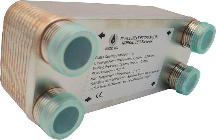 Edelstahl Plattenwärmetauscher Nordic Tec Ba-16-24 mit Isolierung Wärmetauscher Plattenwärmeübertrag