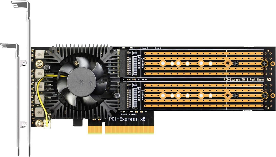 GLOTRENDS PA40 Quad M.2 PCIe X8 3.0 NVMe Adapter mit ASM 2824 PCIe Bifurcation Funktion, Unterstützu