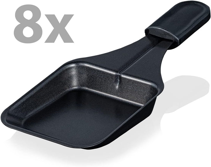 Cloer 6458 Raclettegrill mit Aluminium-Druckguss Platte, 1200 W, 8 antihaftbeschichtete Raclettepfän