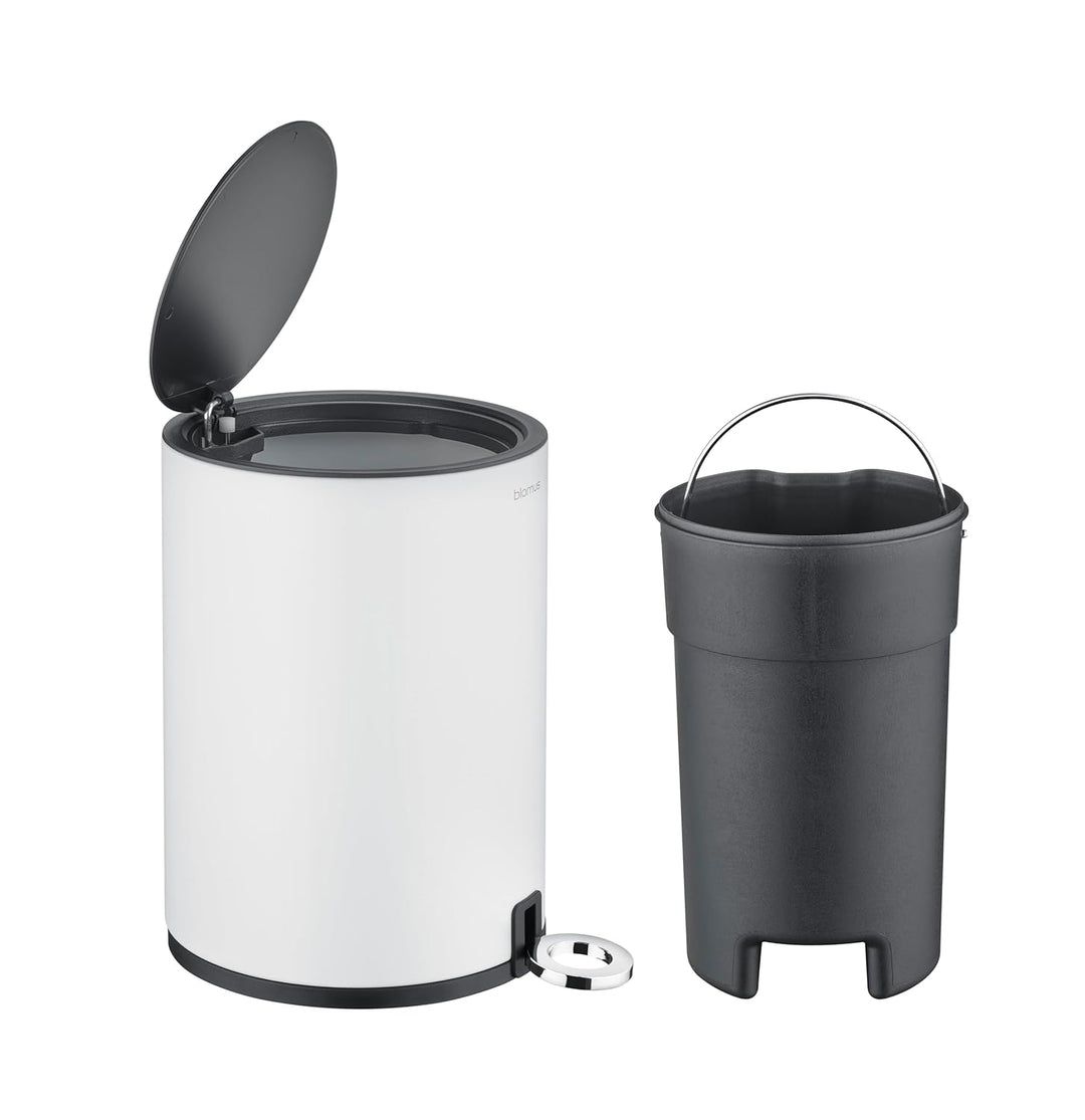 Blomus Kosmetikeimer -SINO- Mülleimer 3 Liter | Weiss | 20L x 20B x 26H cm | Treteimer mit Absenkaut