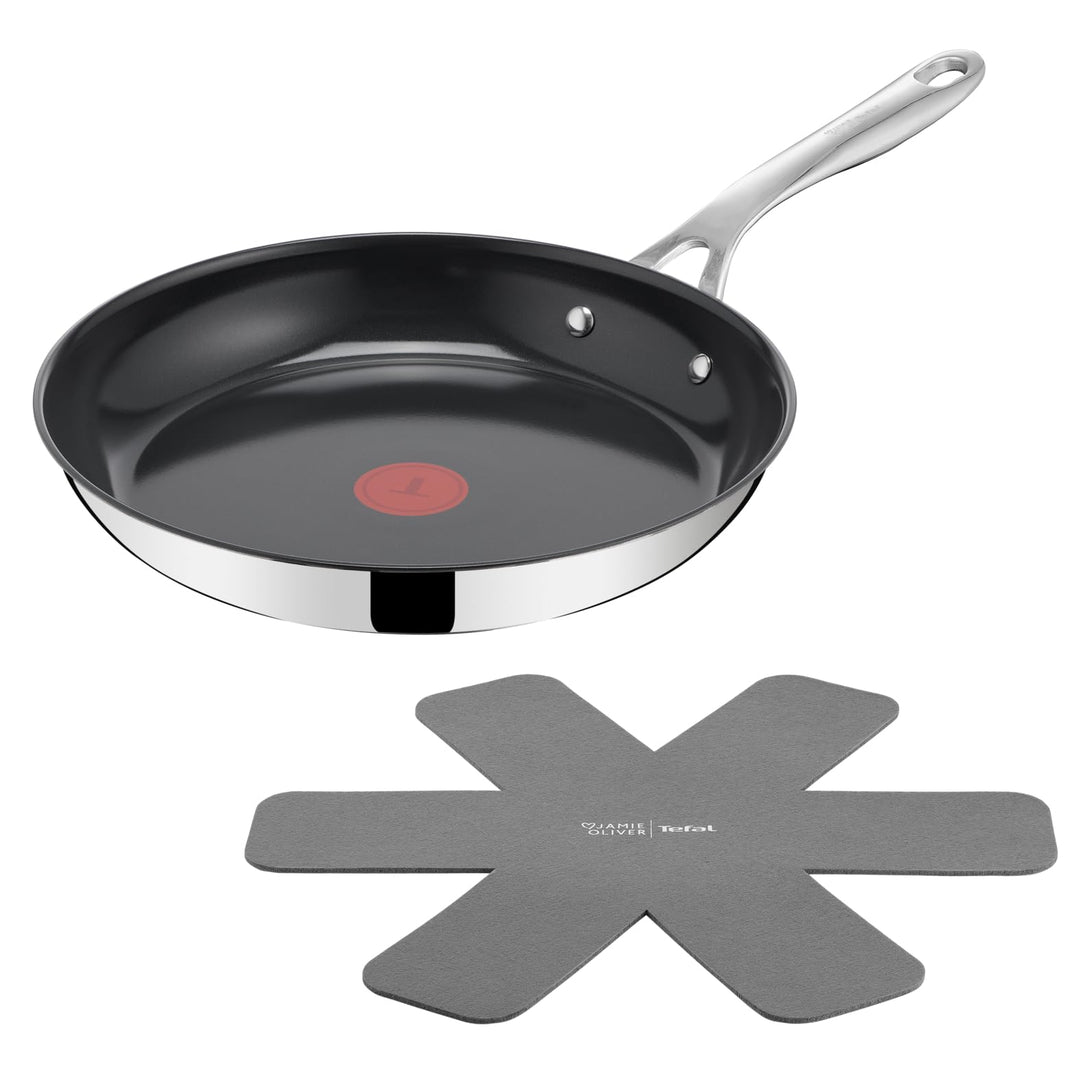 Jamie Oliver by TEFAL Direct Cook Bratpfanne 28 cm, inkl. Pfannenschoner, keramische Antihaftoberflä