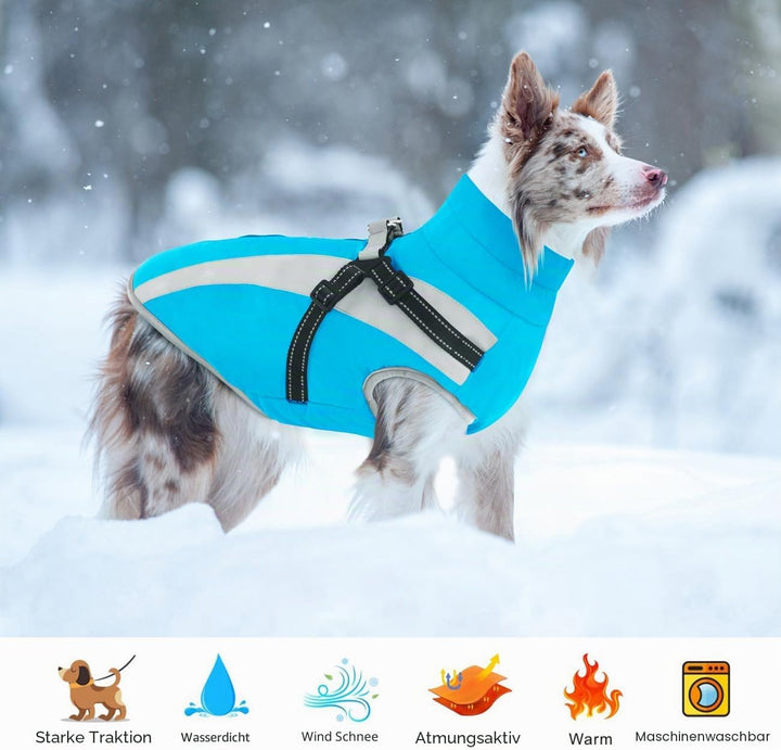 Wasserdichter Hundemäntelmit Geschirr Winter Warme Hundejacke Winddichte Haustier Kleidung Schneeanz