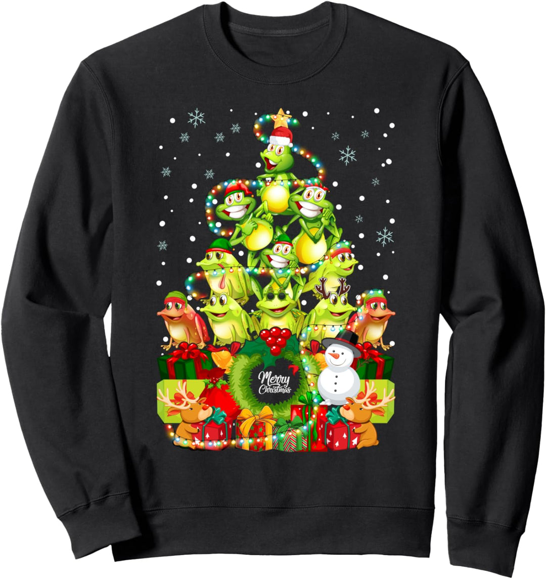 Fröhliche Weihnachten Frosch Weihnachtsbaum Frösche Sweatshirt