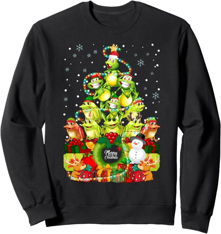 Fröhliche Weihnachten Frosch Weihnachtsbaum Frösche Sweatshirt