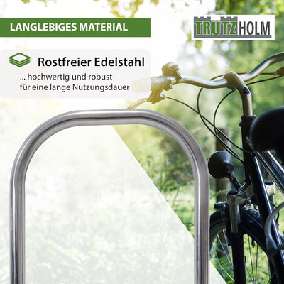 TRUTZHOLM Fahrradanlehnbügel aus Edelstahl 116x78,5 cm Ø 60 mm Anlehnbügel zum Einbetonieren Fahrrad