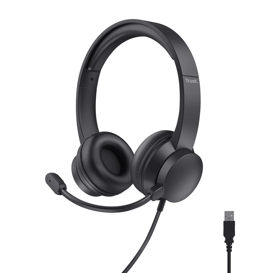 Trust Roha II USB Headset mit Mikrofon On-Ear Leichtes Design, Verstellbarer Kopfbügel, Kopfhörer mi