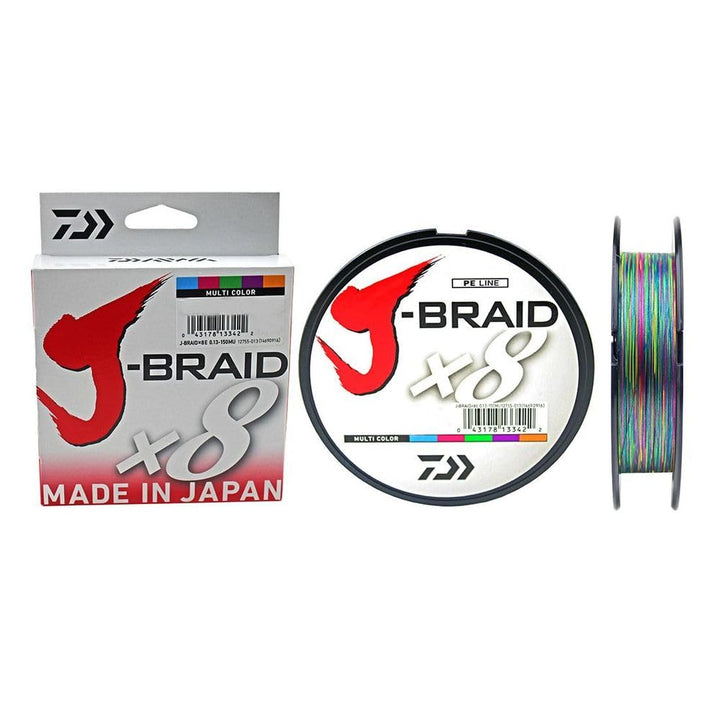 Daiwa J-Braid 8 Braid 300m multicolour - geflochtene Angelschnur Dm: 0,20mm, Dm: 0,20mm