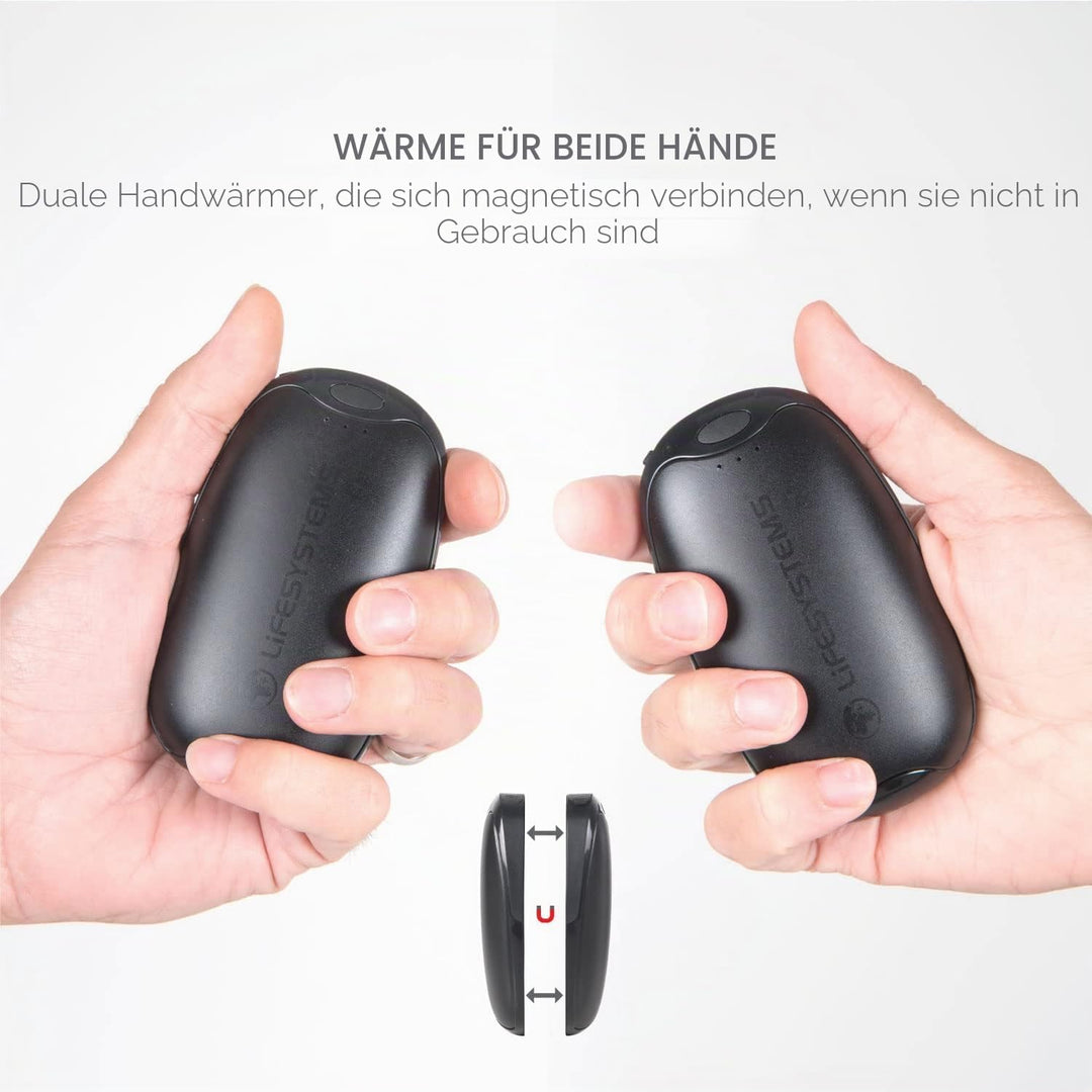 Lifesystems Rechargeable Twin-Pack Dual-Palm Hand Warmers with Power Bank Functionality, USB & USB C