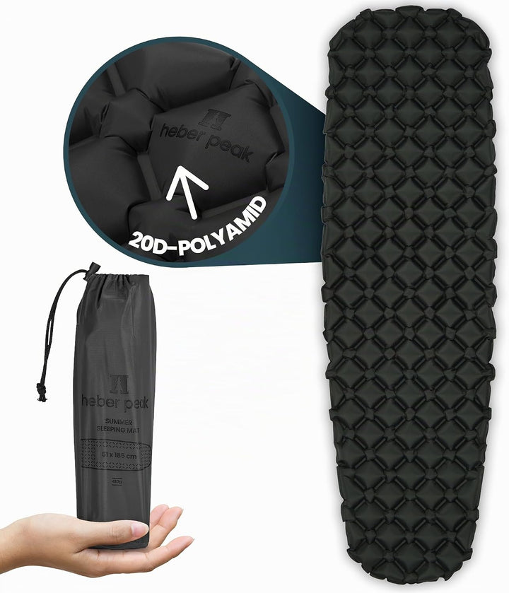 ConiferHe. Sleeping Mat Isomatte Ultraleicht 187x57cm, 410g – Schlafmatte aufblasbar für Camping, Ou