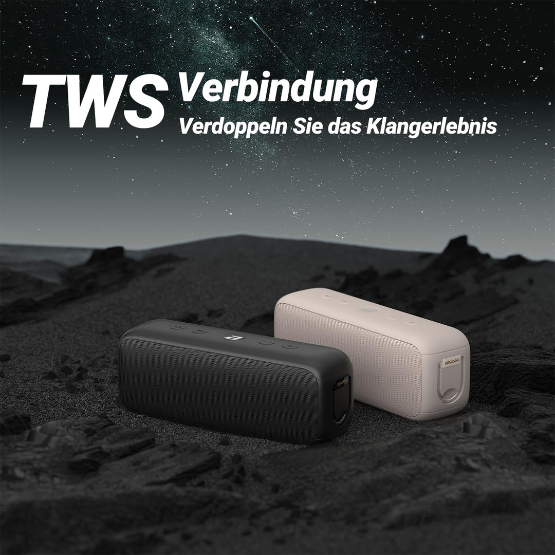 BOGASING G6 Tragbarer Bluetooth Lautsprecher 30W mit klarem Klang