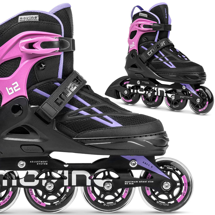 Movino Inline Skates Cruzer B3 Verstellbare Rollschuhe Damen Mädchen Jungen Inliner für Erwachsene m