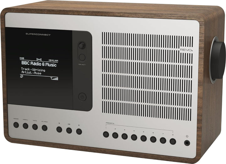 Revo SuperConnect Internet-/DAB+ Radio (Internet/DAB+/DAB/UKW,Spotify,WLAN,Aux In,Cinch-Out,Kopfhöre