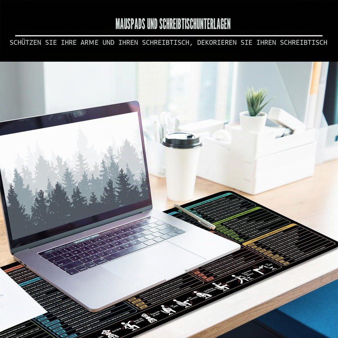 Linux Shortcuts Mauspad Französisch Schreibtischunterlage 80x30x0.3cm Gross Gaming Mousepad XL & Des
