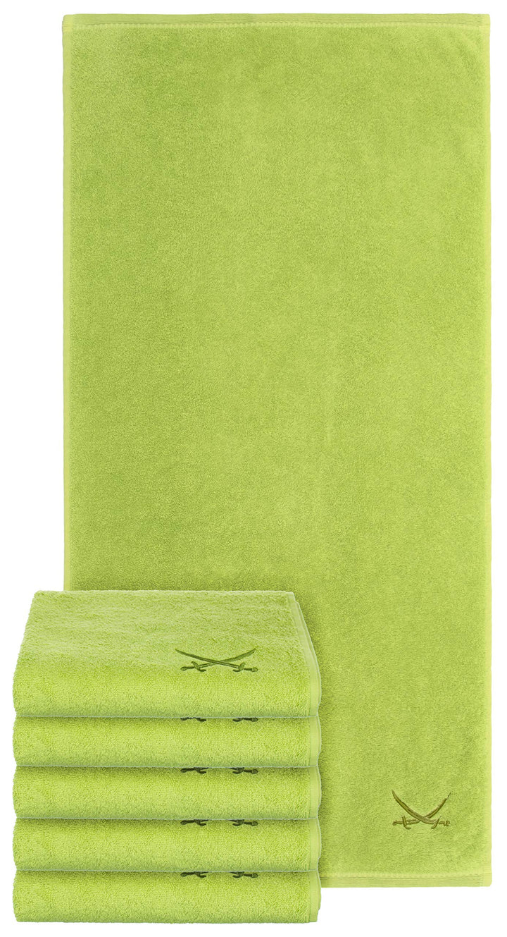 Sansibar Handtuch 6er Set 50x100 cm 100% Baumwolle mit gesticktem Säbel Logo Badtuch Grün 6er Set Gr