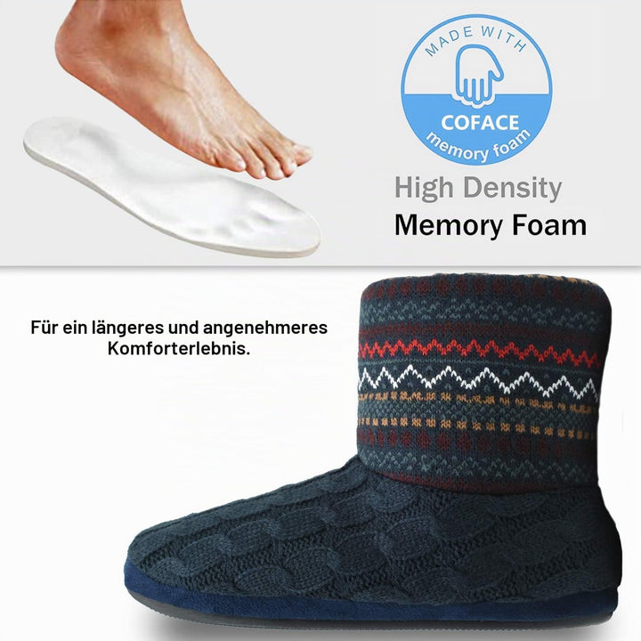 COFACE Herren Hüttenschuhe Lammfell Winter Hausschuhe Warme Plüsch Gefütterte Hausstiefel Männer Hau