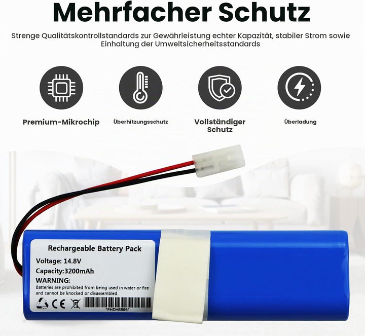 ANTIEE Vacuum Cleaner Akku Kompatibel mit 360 S6,S8, D043-inR-M26-4S1P，X-Plorer 75, X-Plorer 95 Robo