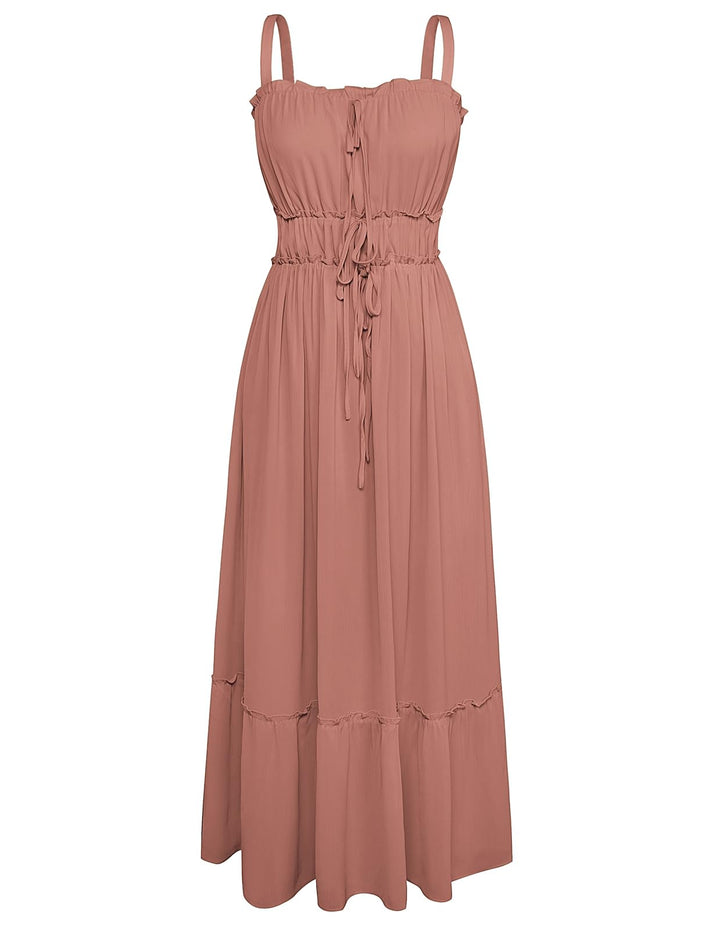 GRACE KARIN Damen Sommer Kleid Elegante Spaghettiträger A-Linie Freizeitkleid Maxi Casual Ãrmellos S