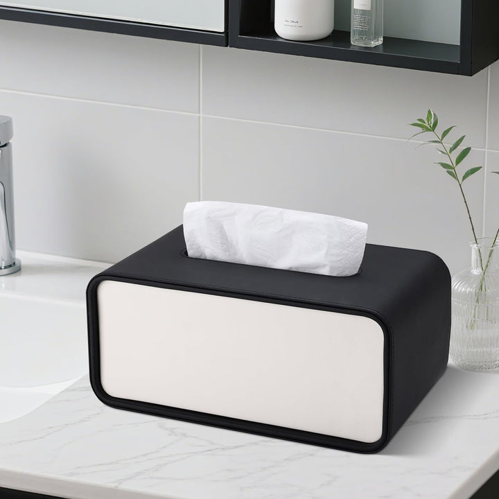GORESE Taschentuchbox,Leder Rechteckige Kosmetiktücherbox Papiertaschentuchhalter Taschentuchspender