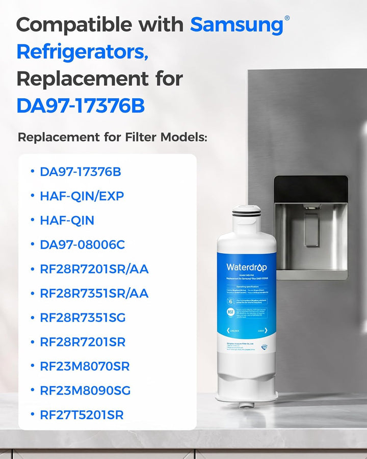 Waterdrop DA97-17376B NSF Zertifiziert Kühlschrank Wasserfilter, Ersatz für Samsung HAF-QIN/EXP, DA9