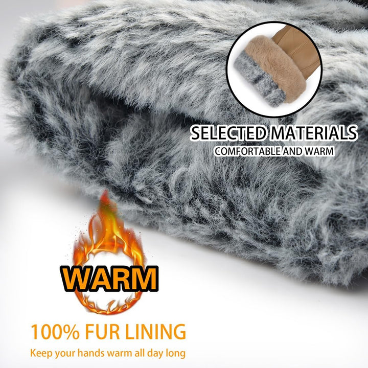 Harssidanzar Damen Lederhandschuhe Winter Thermo handschuhe Kleid Lederhandschuhe Fell gefüttert für