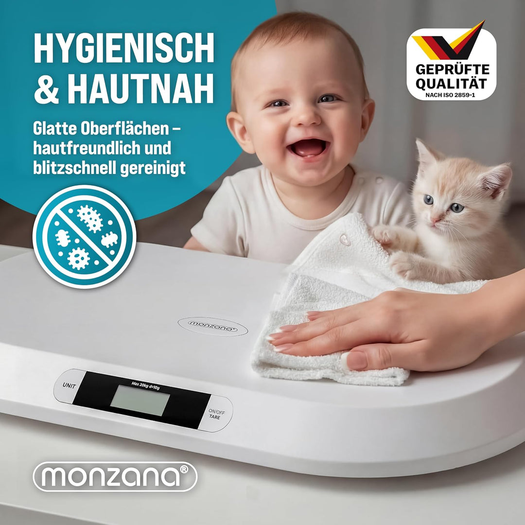 MONZANA® Babywaage Digital bis 20 kg LED Anzeige Abschalt- &amp; Tarierfunktion Kinder Säuglinge Tierwaa