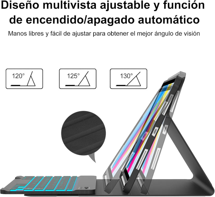 IVEOPPE Hülle mit Tastatur für iPad A16 11 Generation 2025/10 Generation 2022, Bluetooth Magnetische