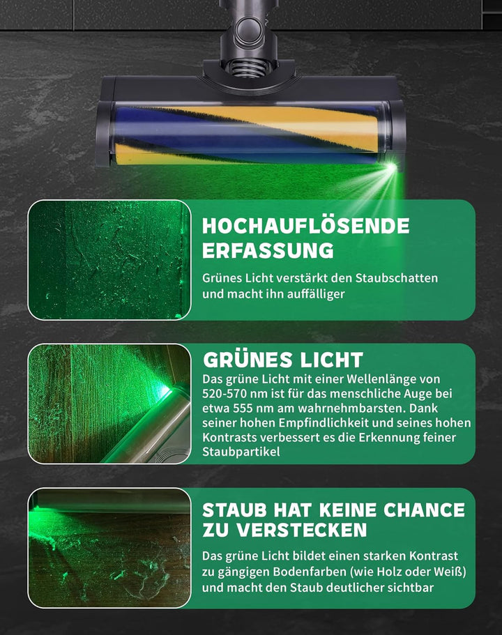 Bürste Kompatibel Mit Dyson V7 V8 V10 V11 V15 Staubsaugerbürstenkopf, Ausgestattet Mit Grünem Laserl