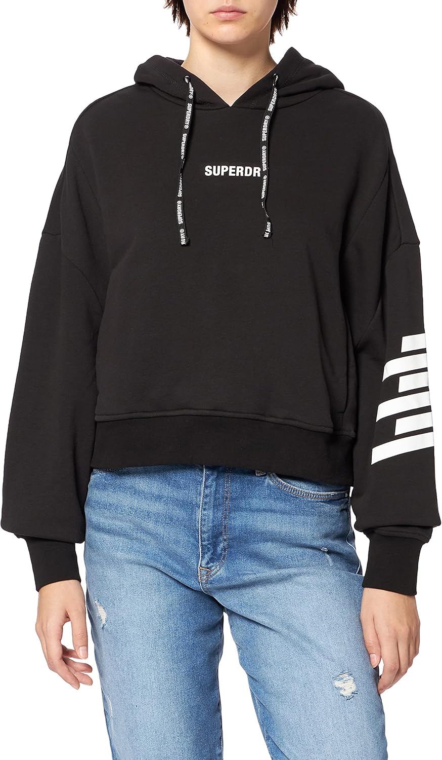 Superdry Damen Train Core Hood Hooded Sweatshirt L Schwarz, L Schwarz