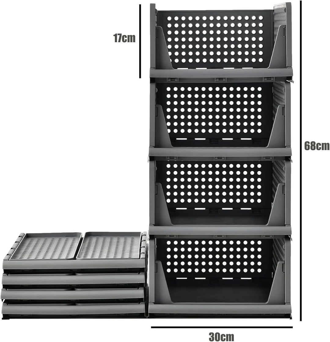RMAN Schubladenbox 4er Set Kleiderschrank Organizer Stapelbare Schrank Regal Aufbewahrungsbox Plasti