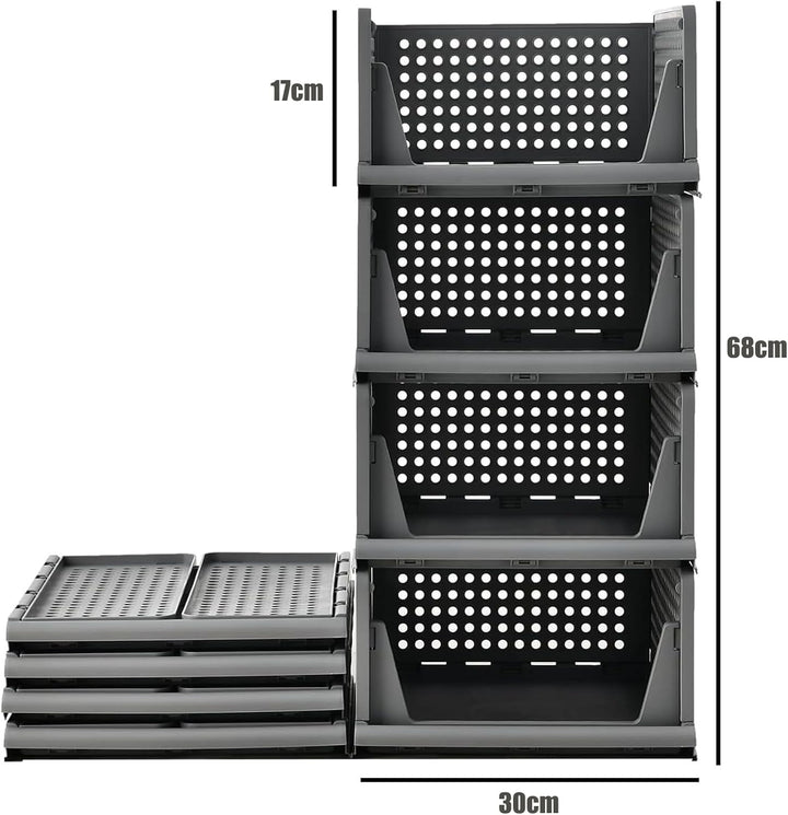 RMAN Schubladenbox 4er Set Kleiderschrank Organizer Stapelbare Schrank Regal Aufbewahrungsbox Plasti