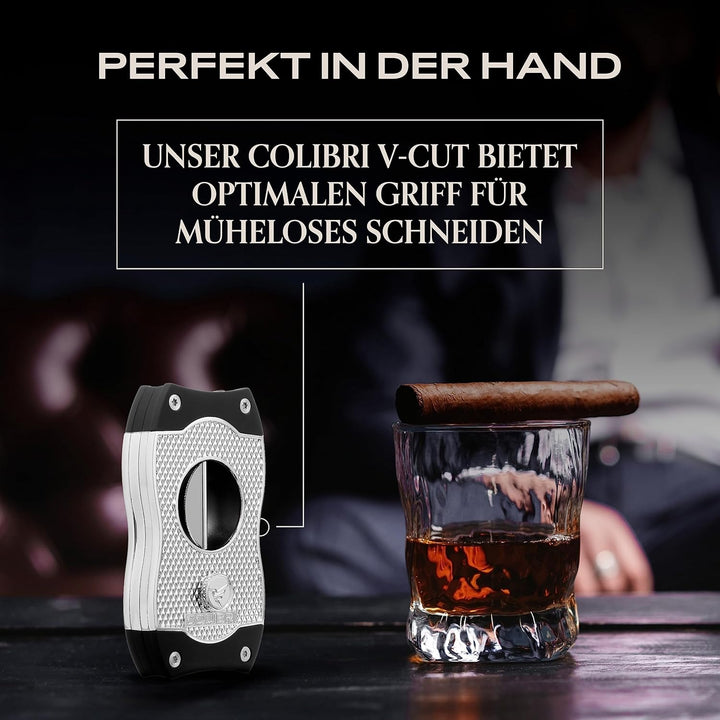 Colibri V-Cut Zigarrenschneider - Diamanten-Muster - Tiefer 7mm V-Schnitt - Bis zu 60+ Ringmass Ziga