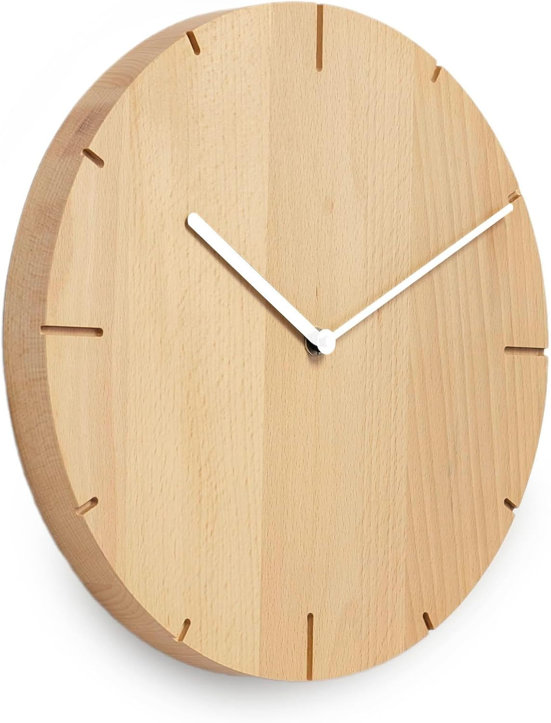 Natuhr Wanduhr Buche geölt Holz Solide Massivholz, geräuscharmes U.T.S. Uhrwerk, puristisch, modern,