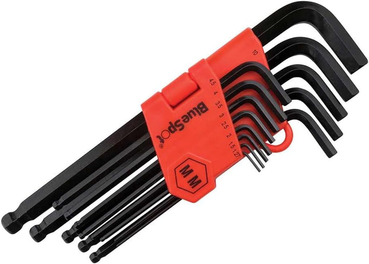 BlueSpot Tools 15303 Sechskantschlüssel-Set mit langem Arm, metrisch, Kugelkopf, 1,27-10 mm, 13-teil