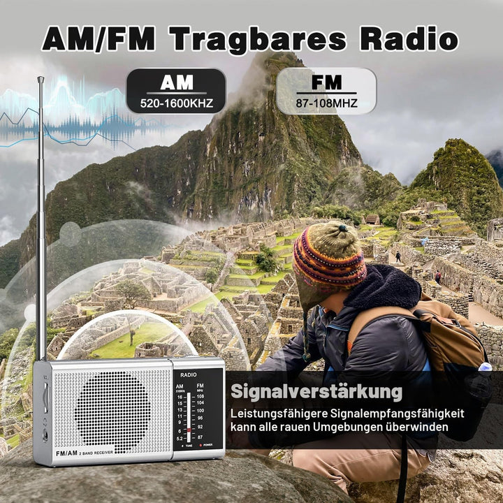 Tendak Klein Radio Batteriebetrieben AM FM, Transistorradio Tragbares Radio mit Grossartiger Empfang