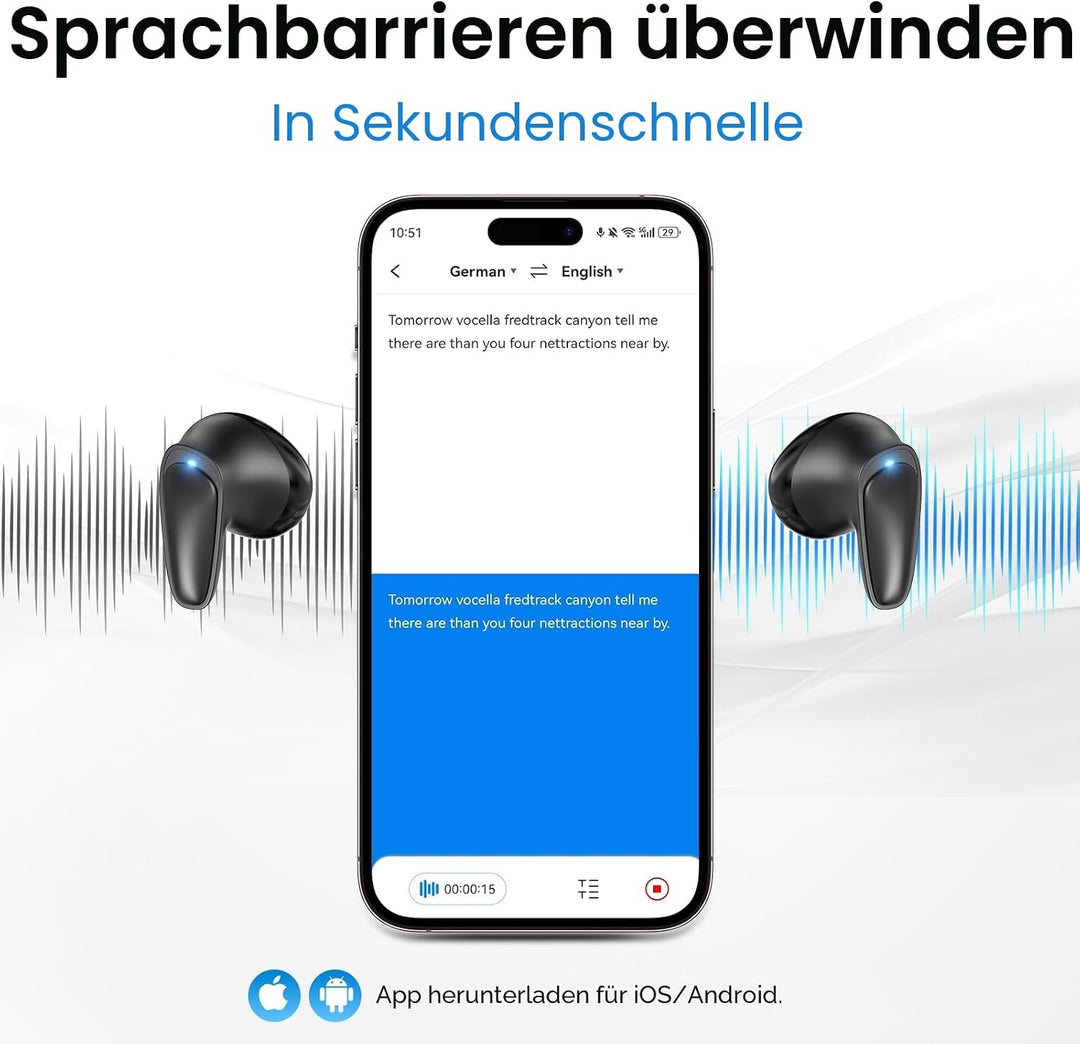 ÜBersetzer KopfhöRer – Übersetzungskopfhörer Unterstützt 144 Sprachen und 4 Übersetzungsmodi, Transl