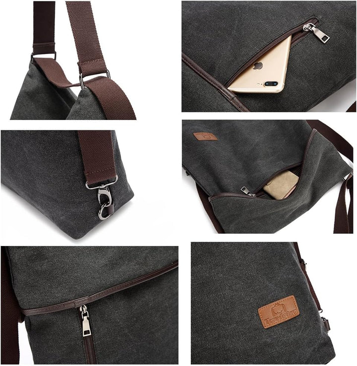 Travistar Damen Canvas Schultertasche Rucksack Gross Handtasche Vintage Damen umhängetasche Anti Die