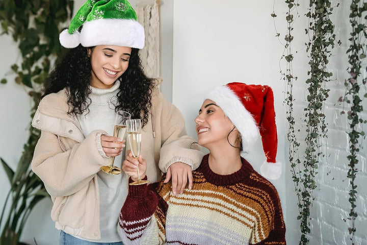 Weihnachtsmütze für Erwachsene, Deluxe Velours Nikolausmütze mit Soft Liner, Plüschkrempe Weihnachts