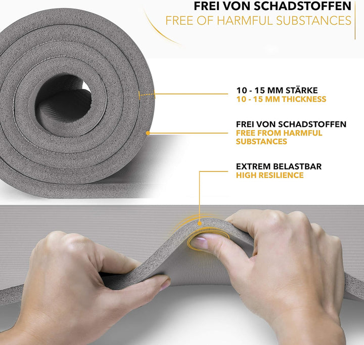 TRESKO Yogamatte Phthalatfrei - Gymnastikmatte rutschfest, Pilatesmatte Fitnessmatte mit Tragegurt,