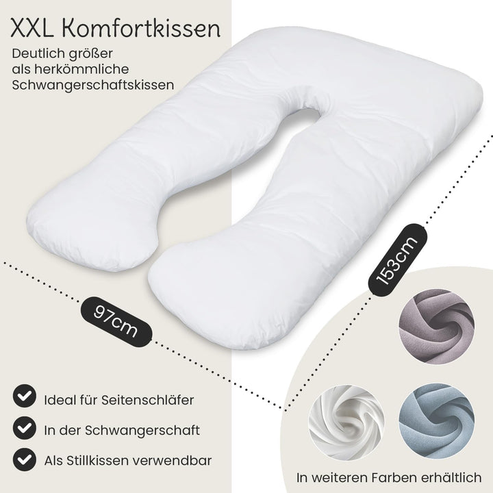 maxVitalis Schwangerschaftskissen in ergonomischer U Form, Stilkissen mit abnehmbarem und waschbarem
