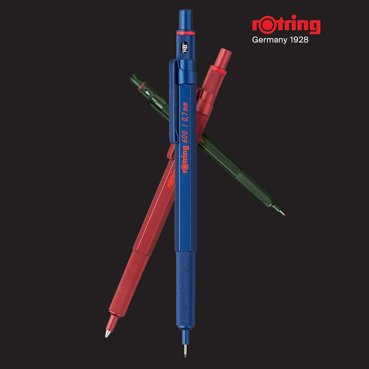 rOtring 600 Kugelschreiber | mittlere Spitze | Schwarze Tinte | Blauer Schaft | nachfüllbar &amp; 600 Dr