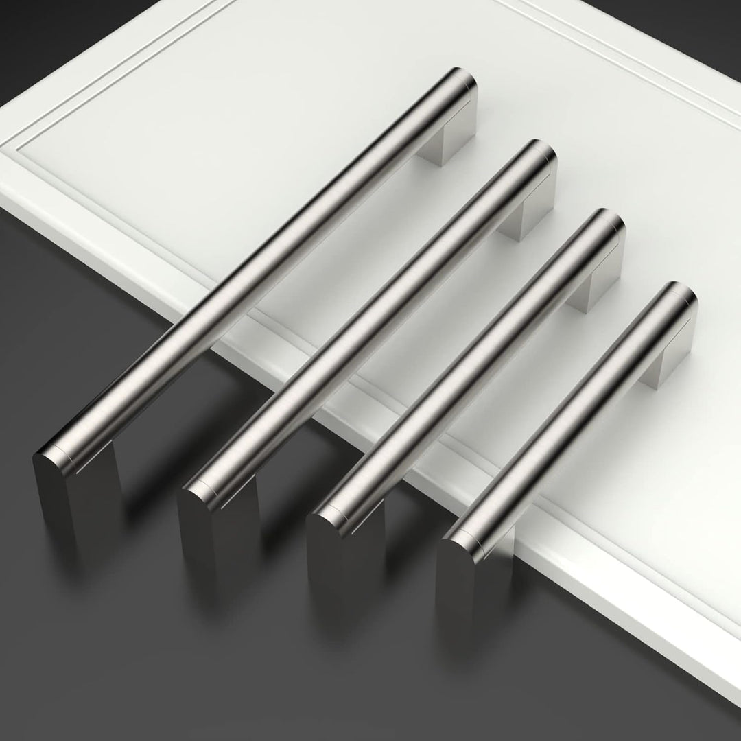 Amerdeco 10 Stück Möbelgriffe Edelstahl Gebürsteter Nickel 256mm Lochabstand Schrankgriffe für Küche