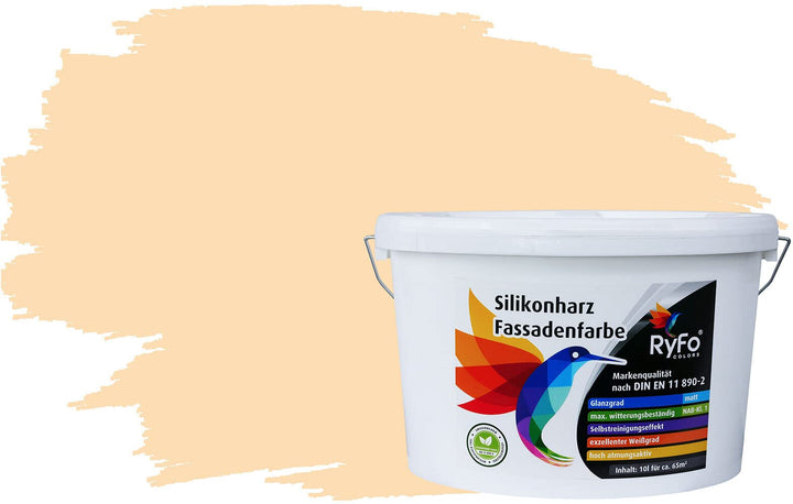 RyFo Colors Silikonharz Fassadenfarbe Lotuseffekt Trend Weisstöne Apricot 10l - bunte Fassadenfarbe,