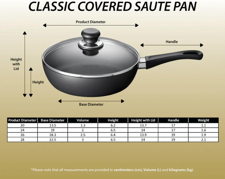 SCANPAN Classic Schmorpfanne mit Deckel 26 cm | Stratanium Antihaftbeschichtung | Pfanne für Ceran-